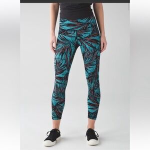 Lululemon high time pants Palm lace tofino Leggings in teal multi